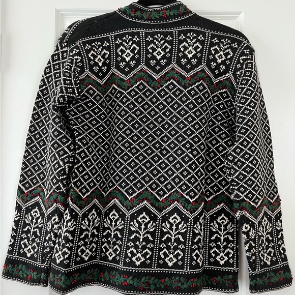 VINTAGE Talbots Women Sweater Black Fair Isle Christmas Pullover Size S - Picture 3 of 3